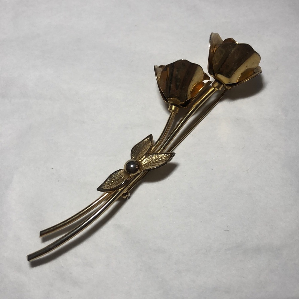 CORO Gold Rose Brooch